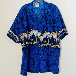 Pipe Line Martini Button-up Mens Shirt XL Blue Par